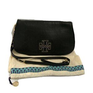 Tory Burch crossbody Handbag Black Leather ShoulderBag Clutch Purse with bag